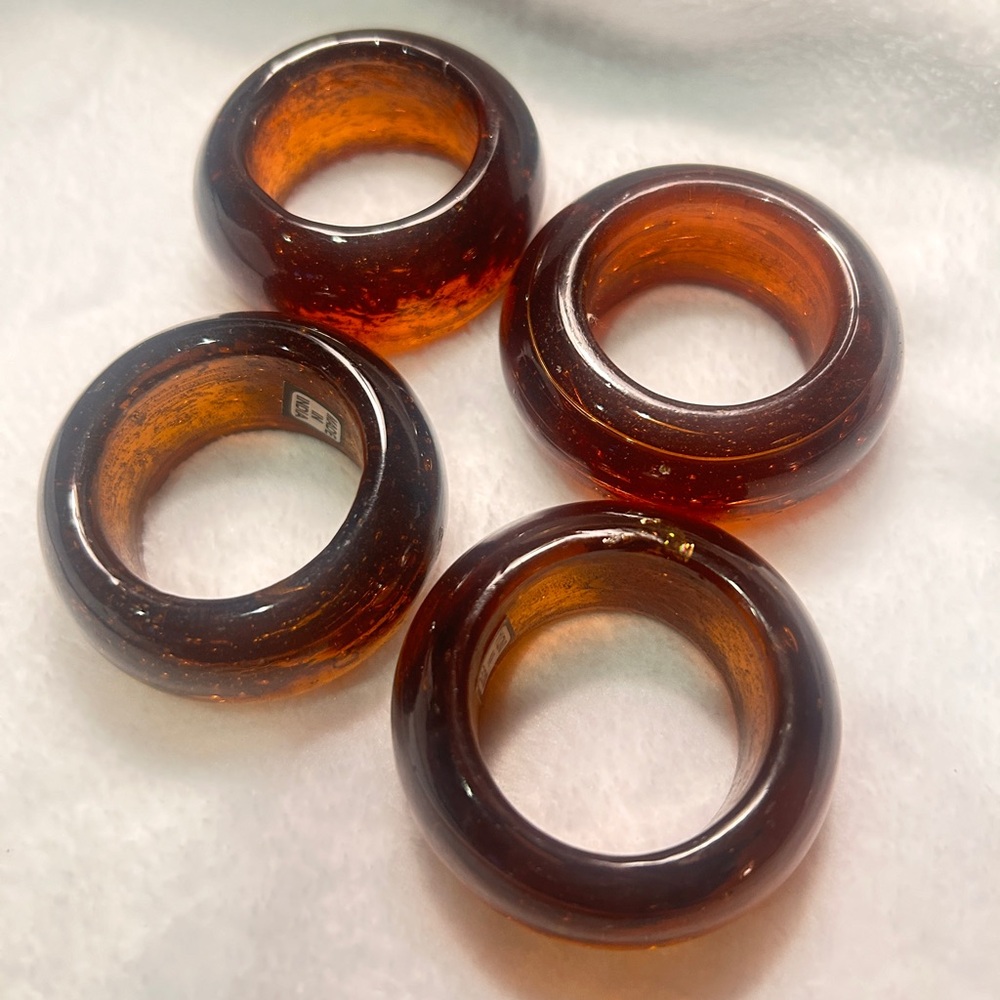 Glass napkin holder rings root beer brown